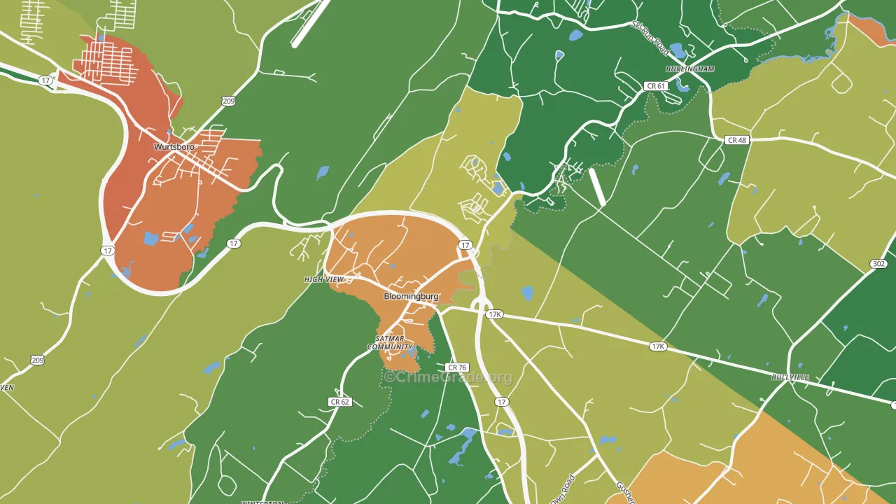 Bloomingburg, NY Map of Theft Rates