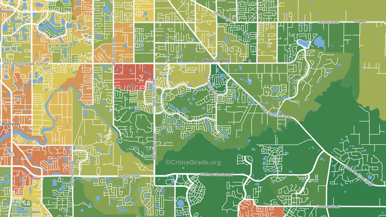 Bloomingdale, FL Map of Theft Rates