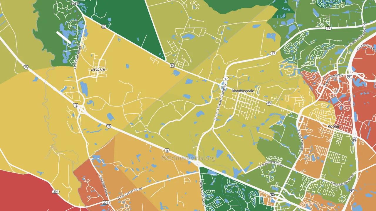 Bloomingdale, GA Map of Theft Rates