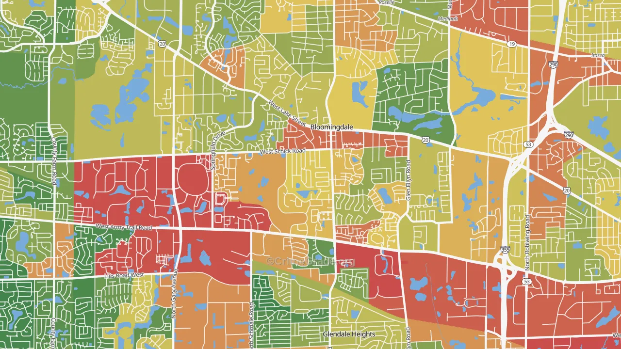 Bloomingdale, IL Map of Theft Rates