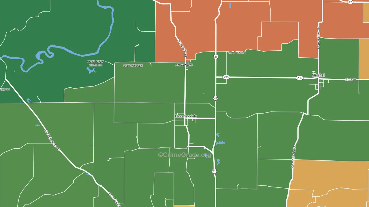 Bloomingdale, IN Map of Theft Rates
