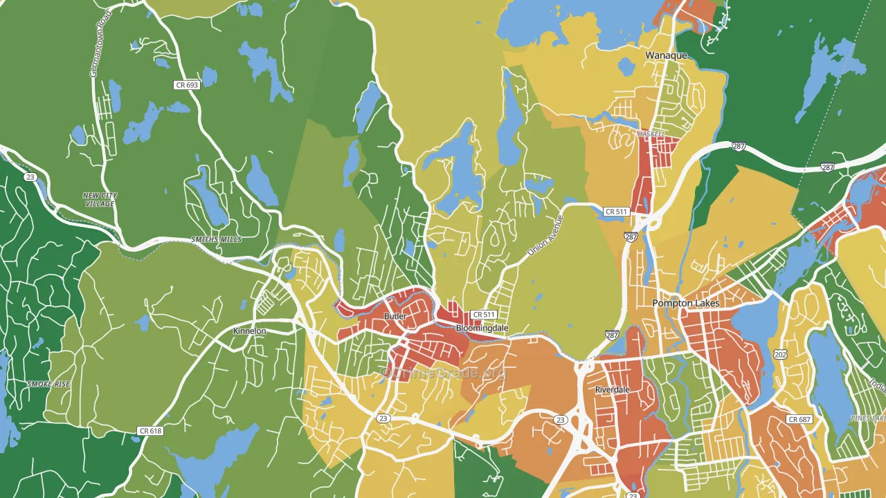 Bloomingdale, NJ Map of Theft Rates