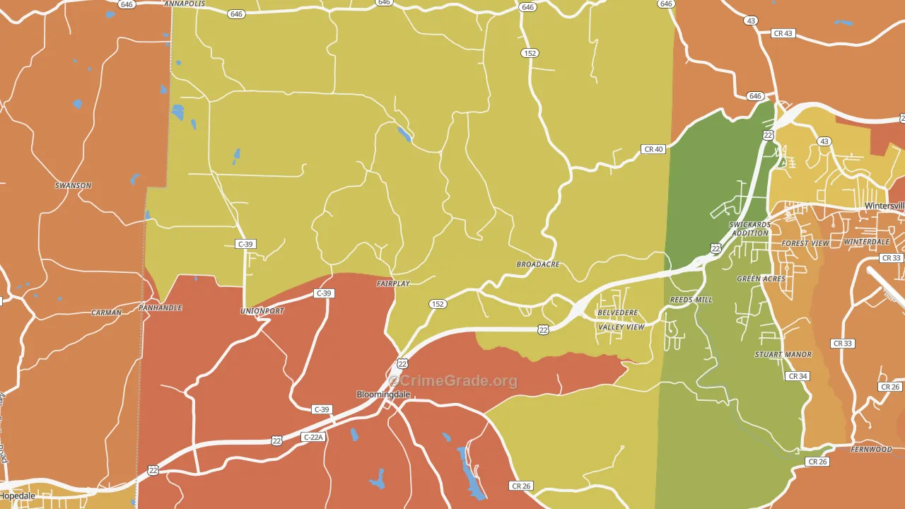 Bloomingdale, OH Map of Theft Rates