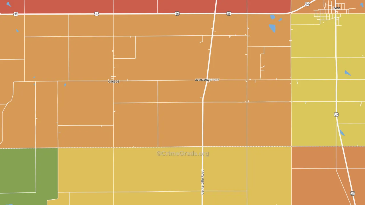 Bloomingport, IN Map of Theft Rates