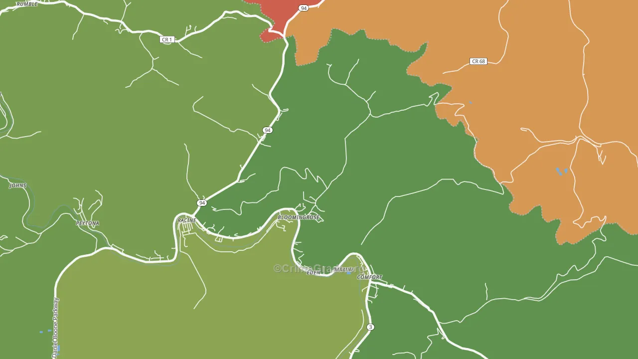 Bloomingrose, WV Map of Theft Rates