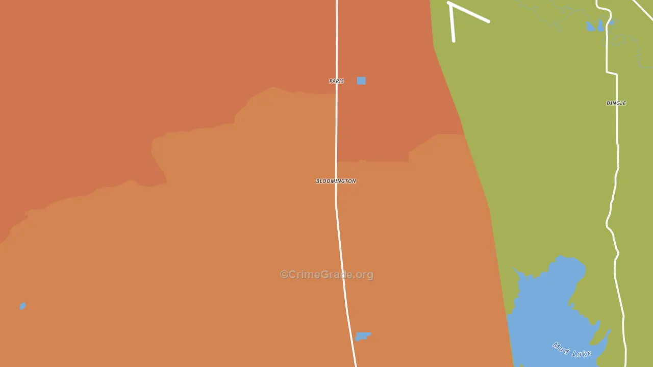 Bloomington, ID Map of Theft Rates