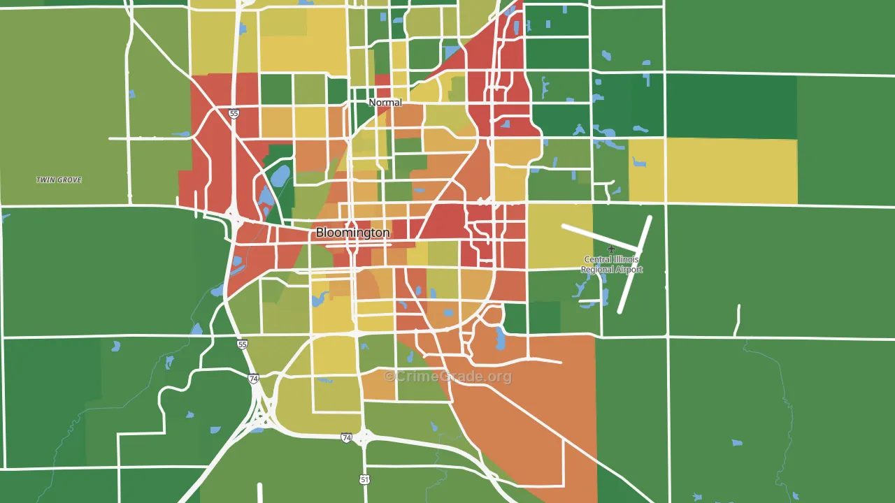 Bloomington, IL Map of Theft Rates