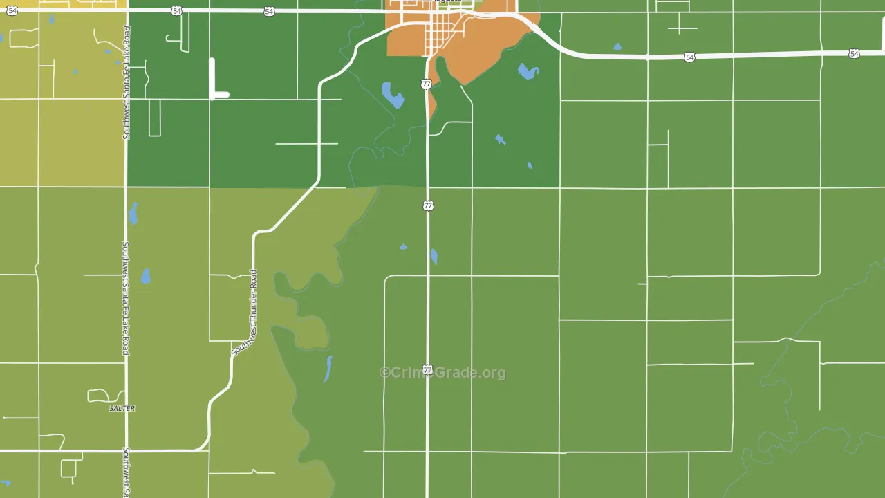 Bloomington, KS Map of Theft Rates
