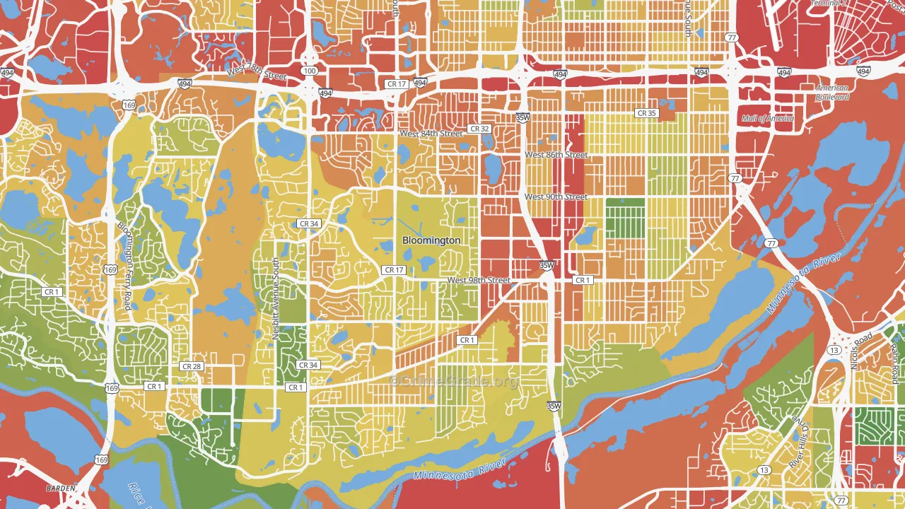 Bloomington, MN Map of Theft Rates
