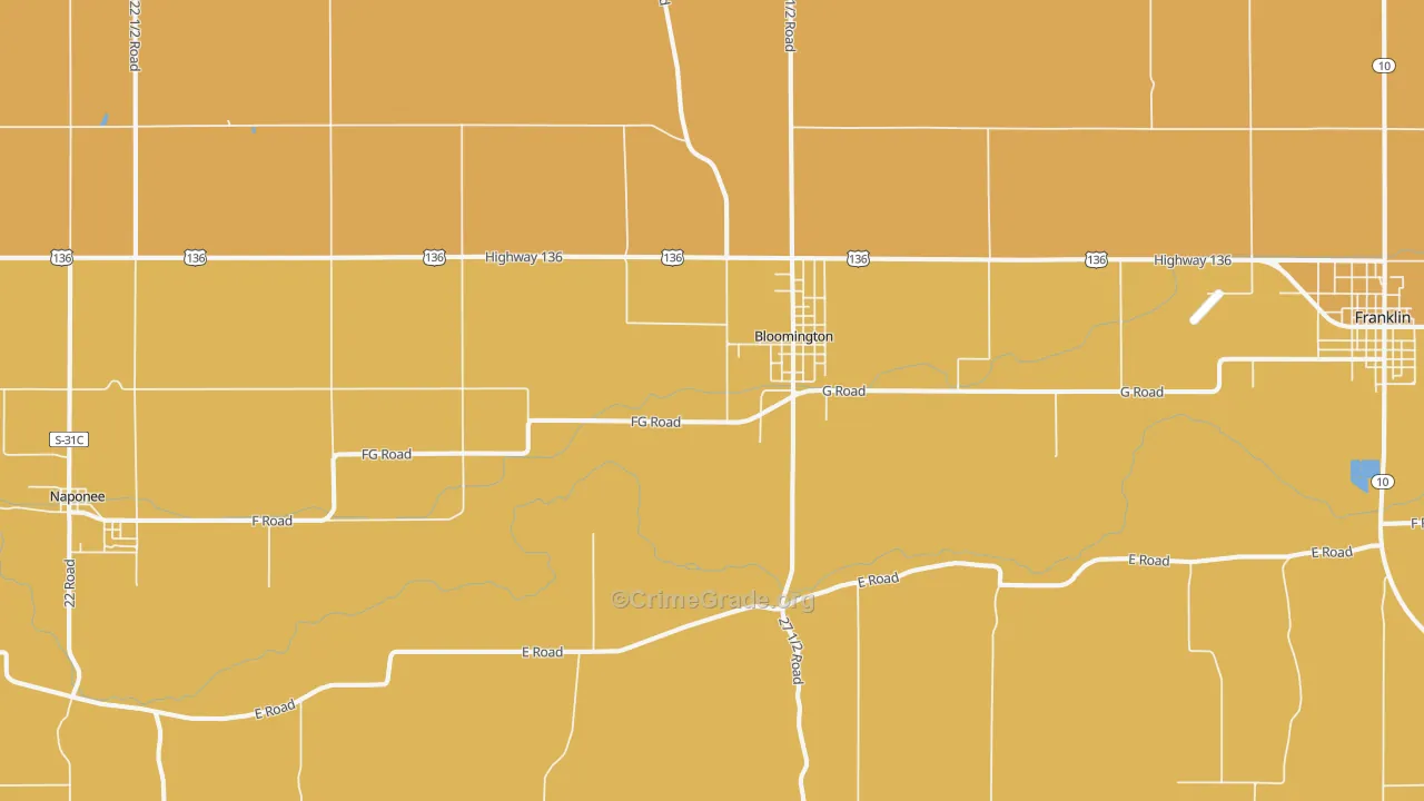 Bloomington, NE Map of Theft Rates