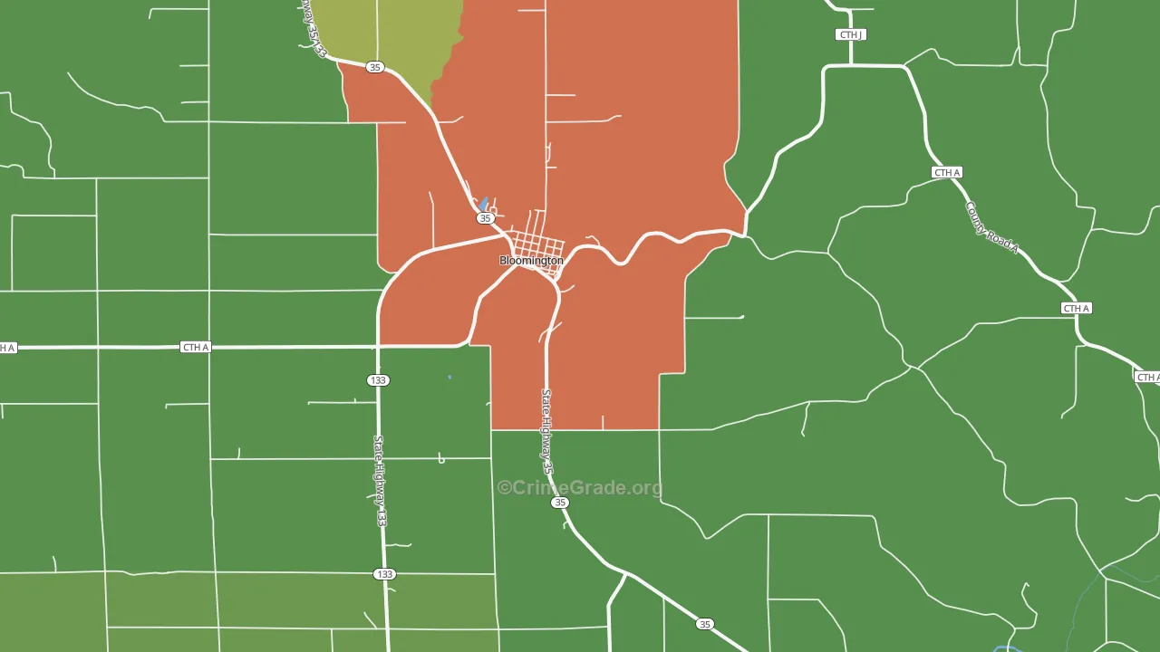 Bloomington, WI Map of Theft Rates
