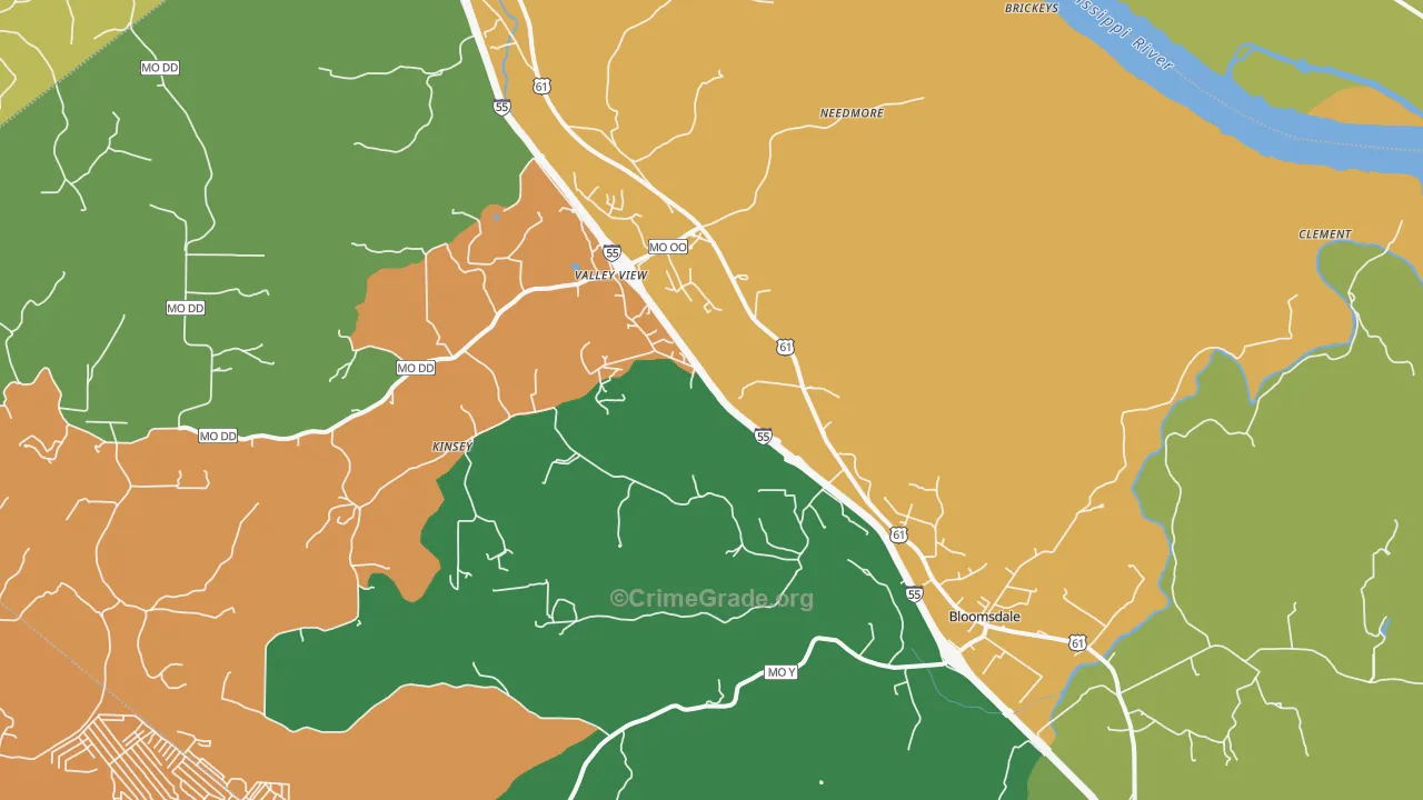 Bloomsdale, MO Map of Theft Rates