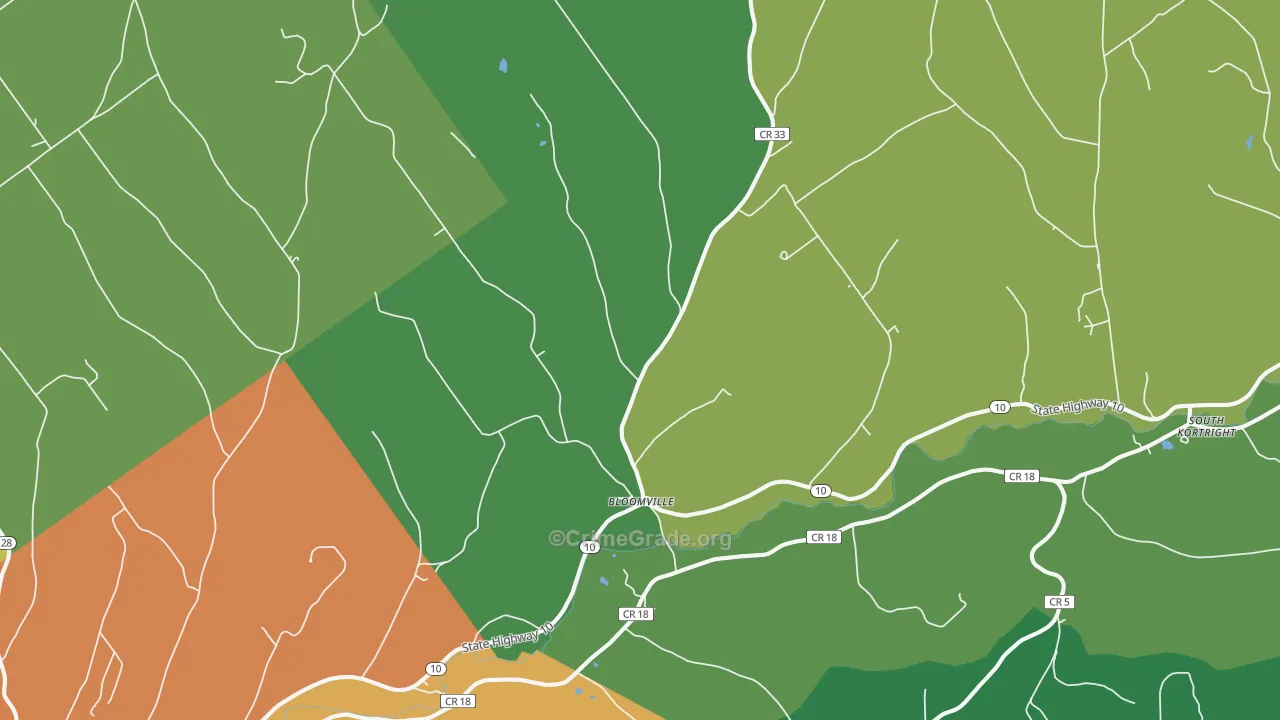 Bloomville, NY Map of Theft Rates