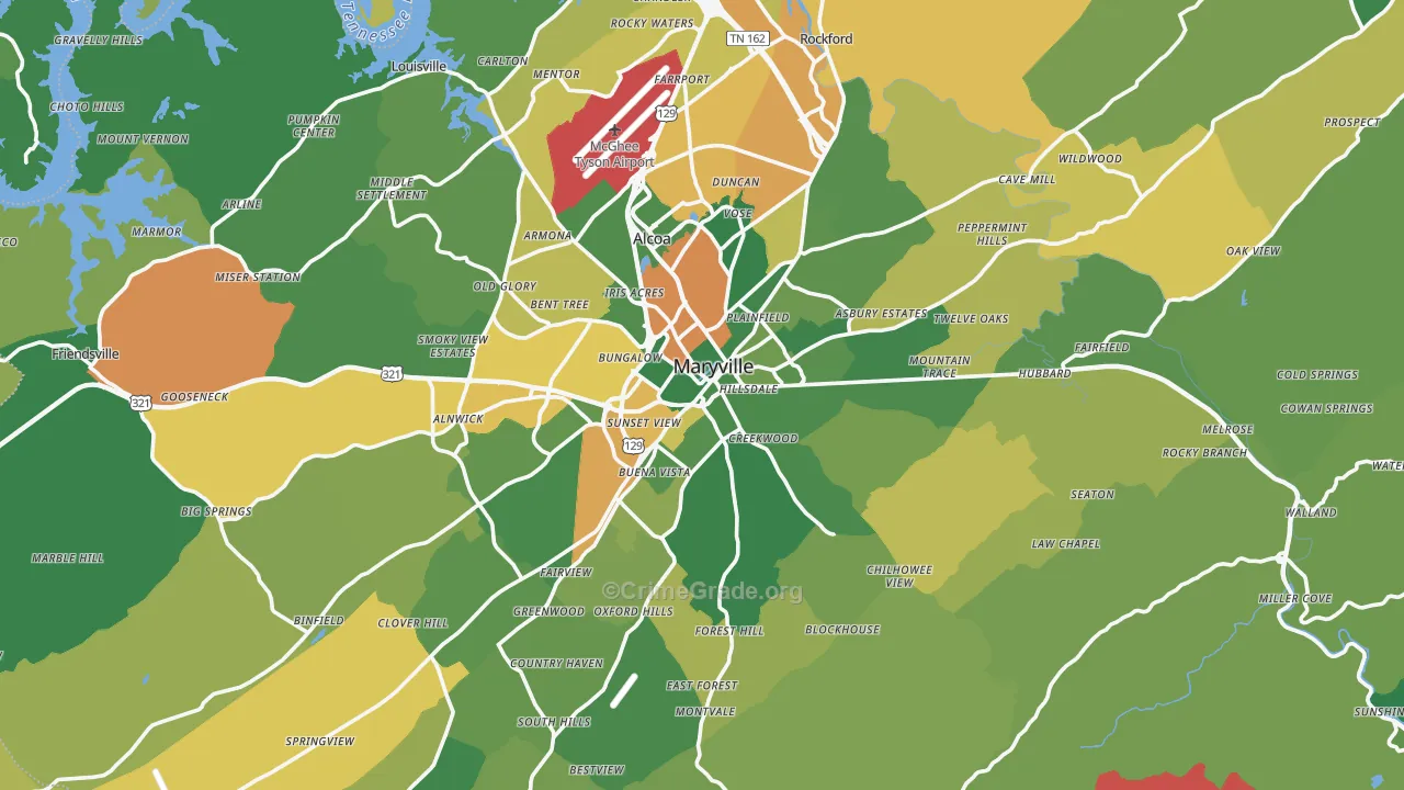 Blount County, TN Map of Theft Rates