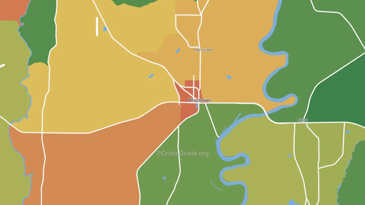 Blountstown, FL Map of Theft Rates