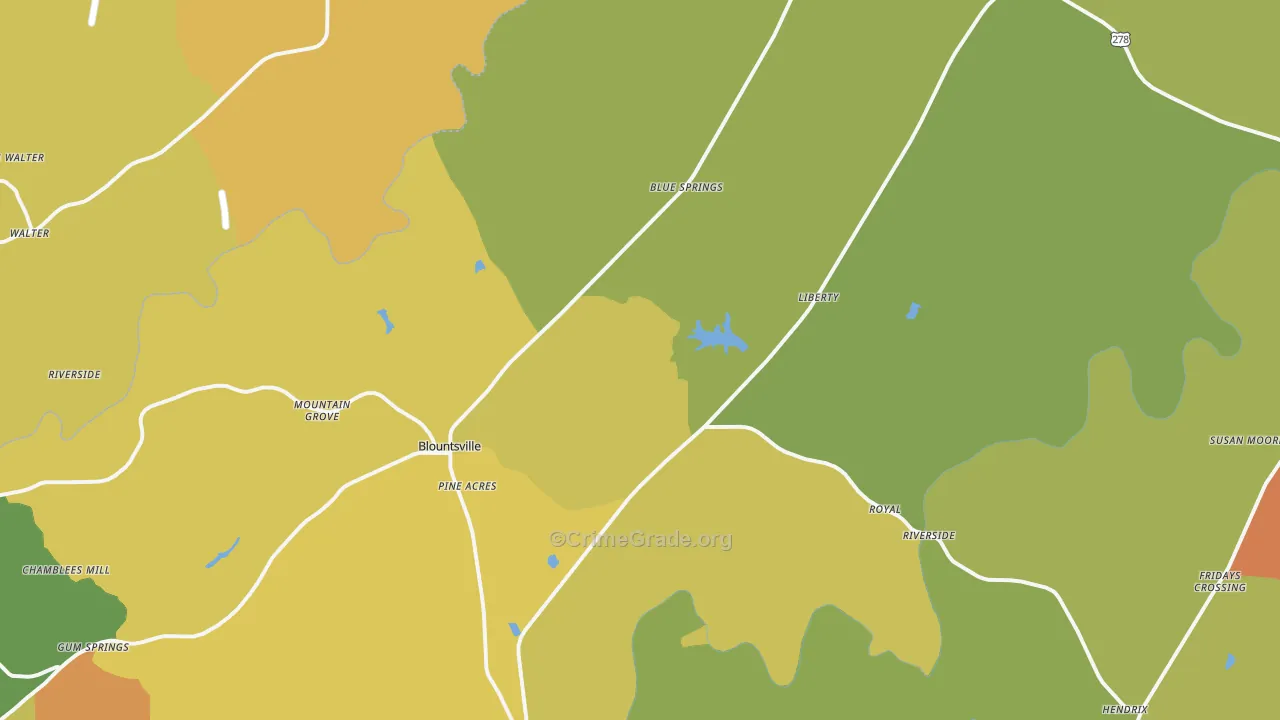 Blountsville, AL Map of Theft Rates
