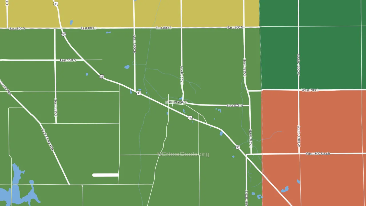 Blountsville, IN Map of Theft Rates