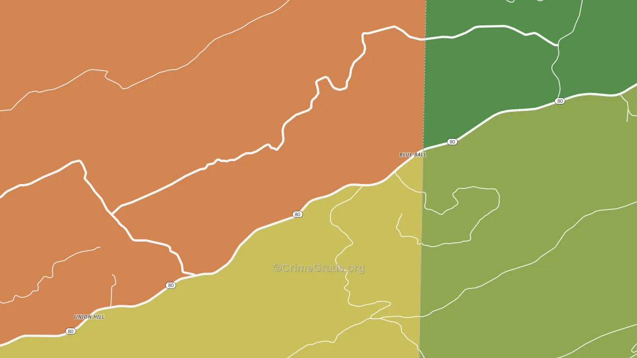 Blue Ball, AR Map of Theft Rates