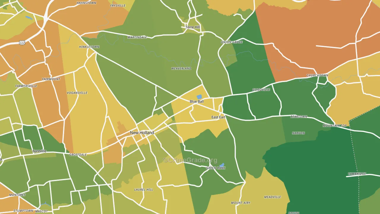 Blue Ball, PA Map of Theft Rates