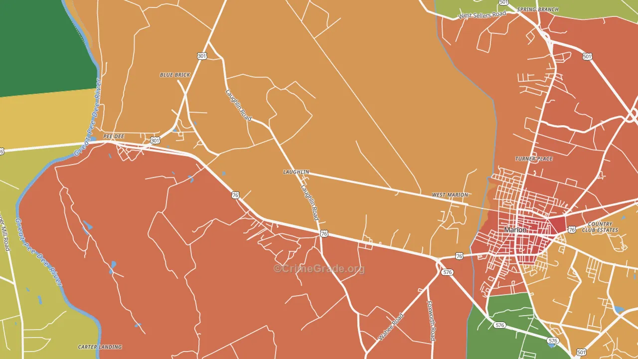 Blue Brick, SC Map of Theft Rates