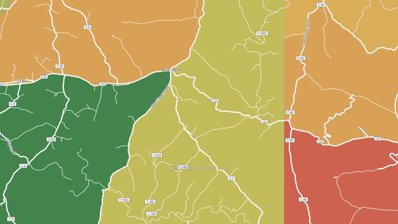 Blue Creek, OH Map of Theft Rates