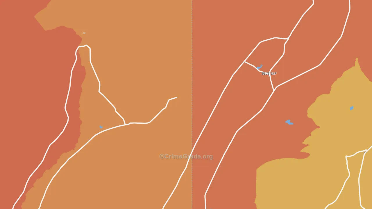 Blue Gap, AZ Map of Theft Rates