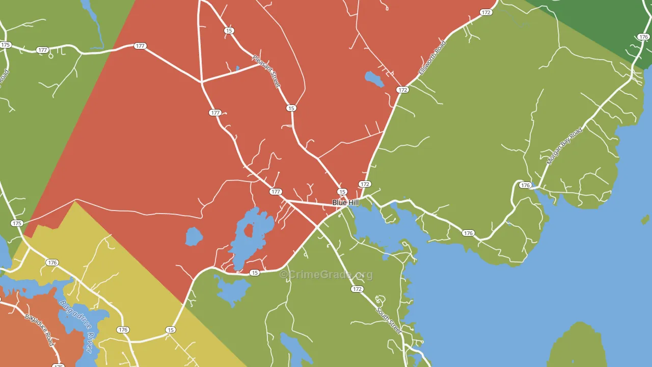 Blue Hill, ME Map of Theft Rates