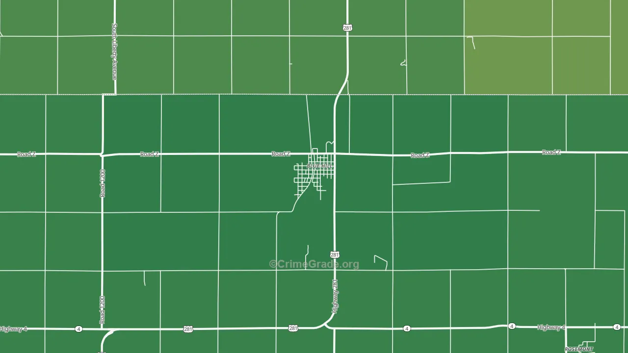 Blue Hill, NE Map of Theft Rates