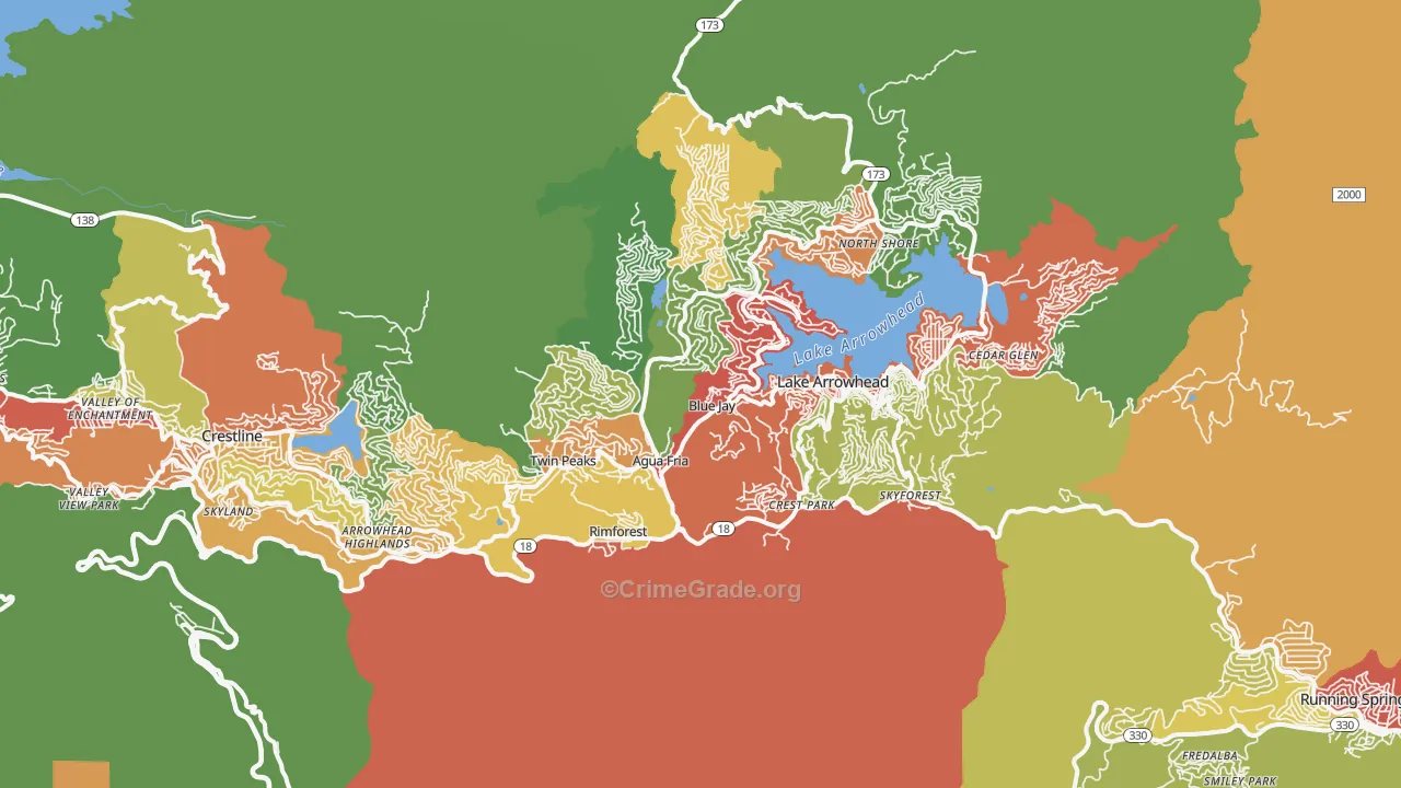 Blue Jay, CA Map of Theft Rates