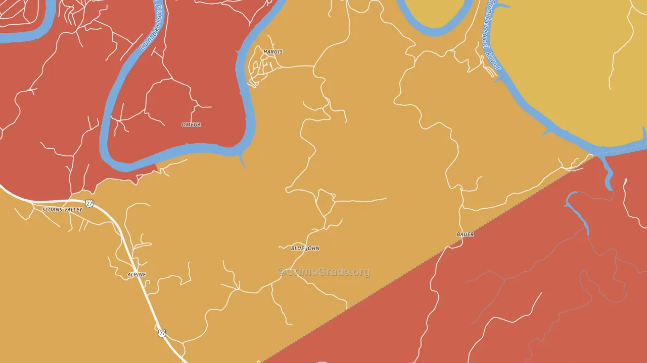 Blue John, KY Map of Theft Rates