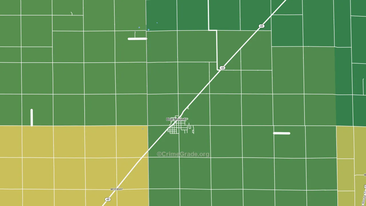 Blue Mound, IL Map of Theft Rates