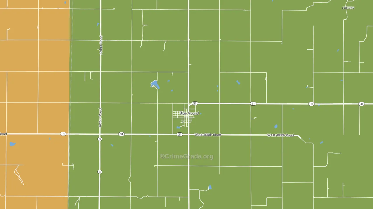 Blue Mound, KS Map of Theft Rates
