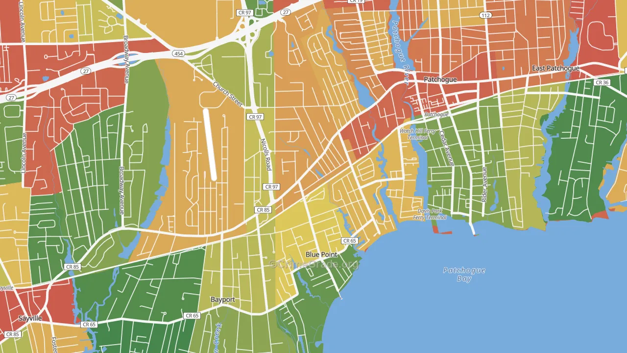 Blue Point, NY Map of Theft Rates