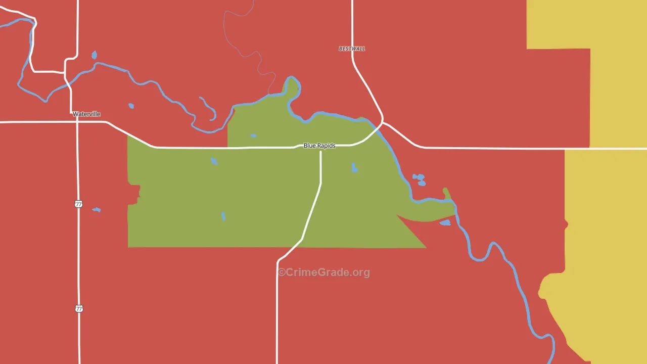 Blue Rapids, KS Map of Theft Rates