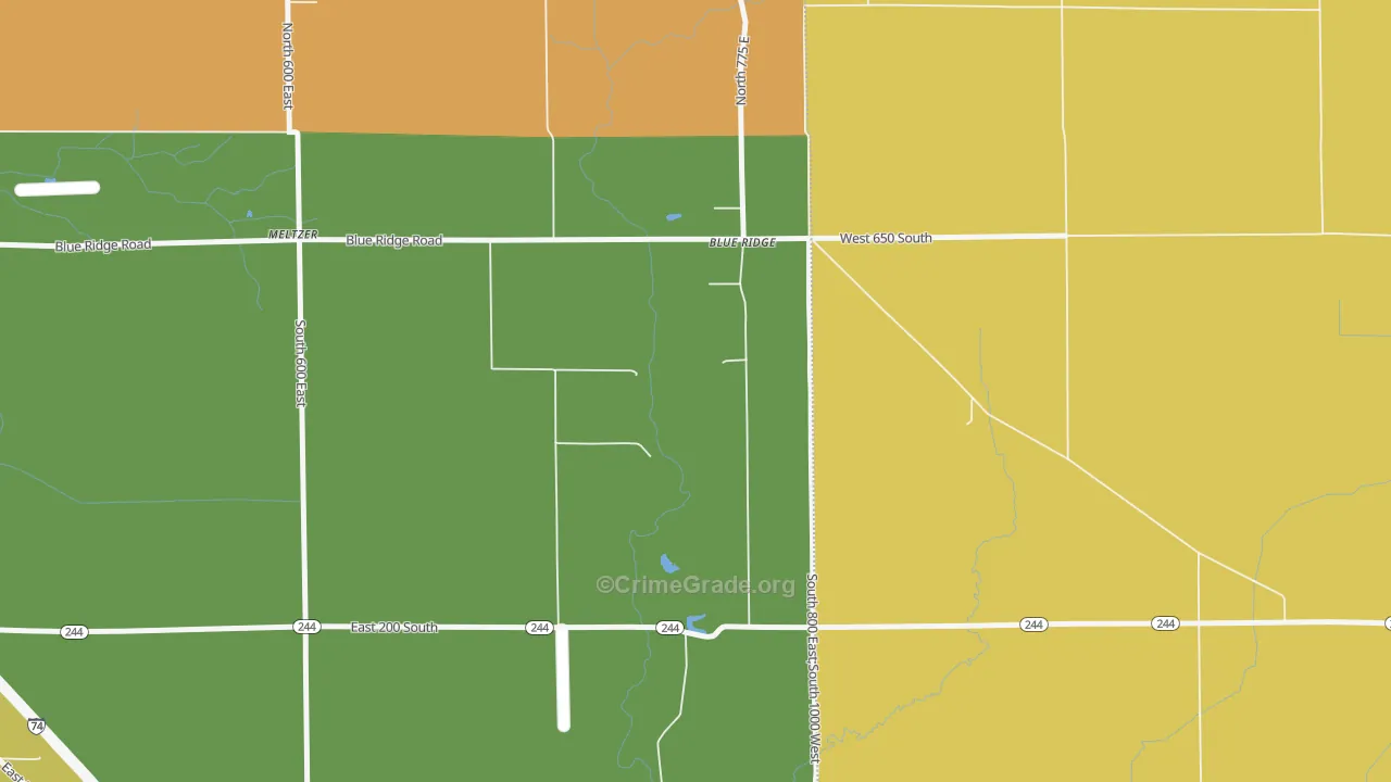 Blue Ridge, IN Map of Theft Rates