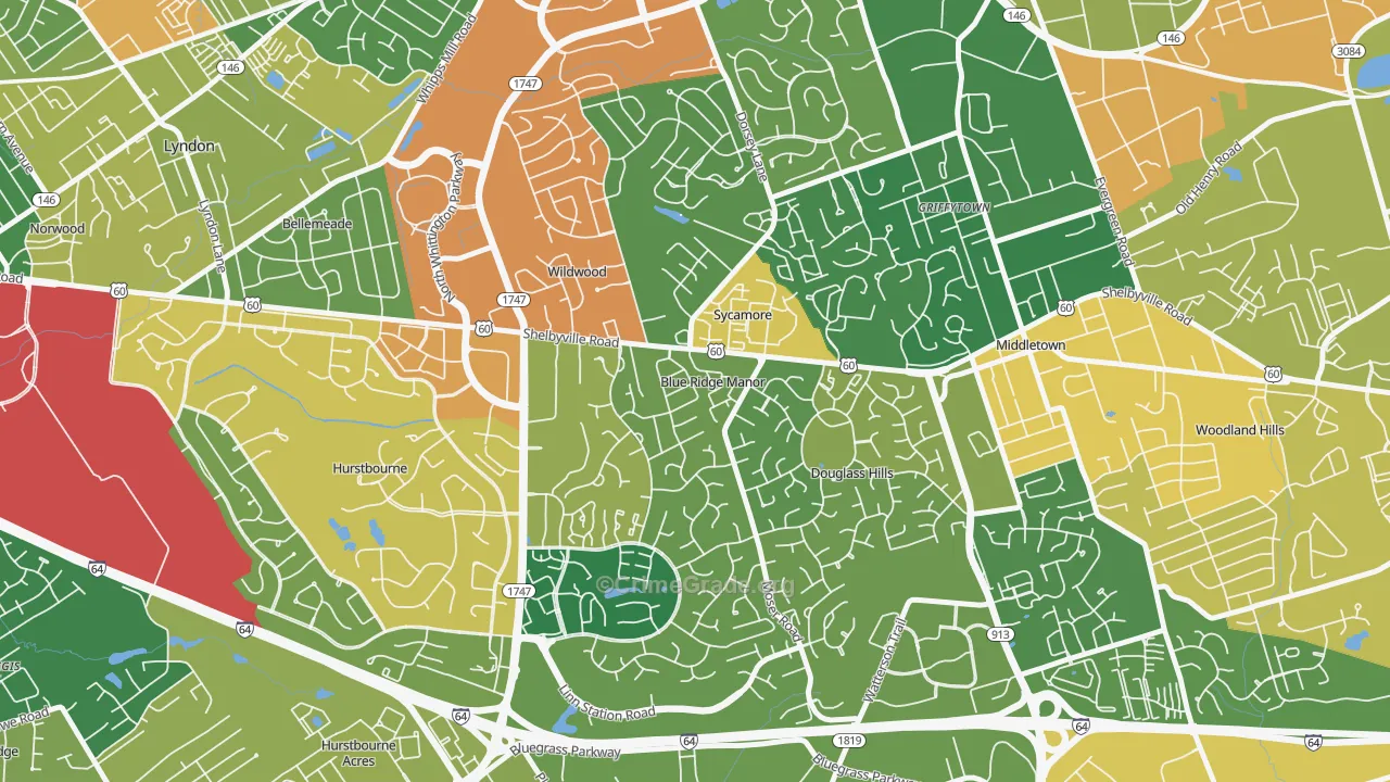 Blue Ridge Manor, KY Map of Theft Rates