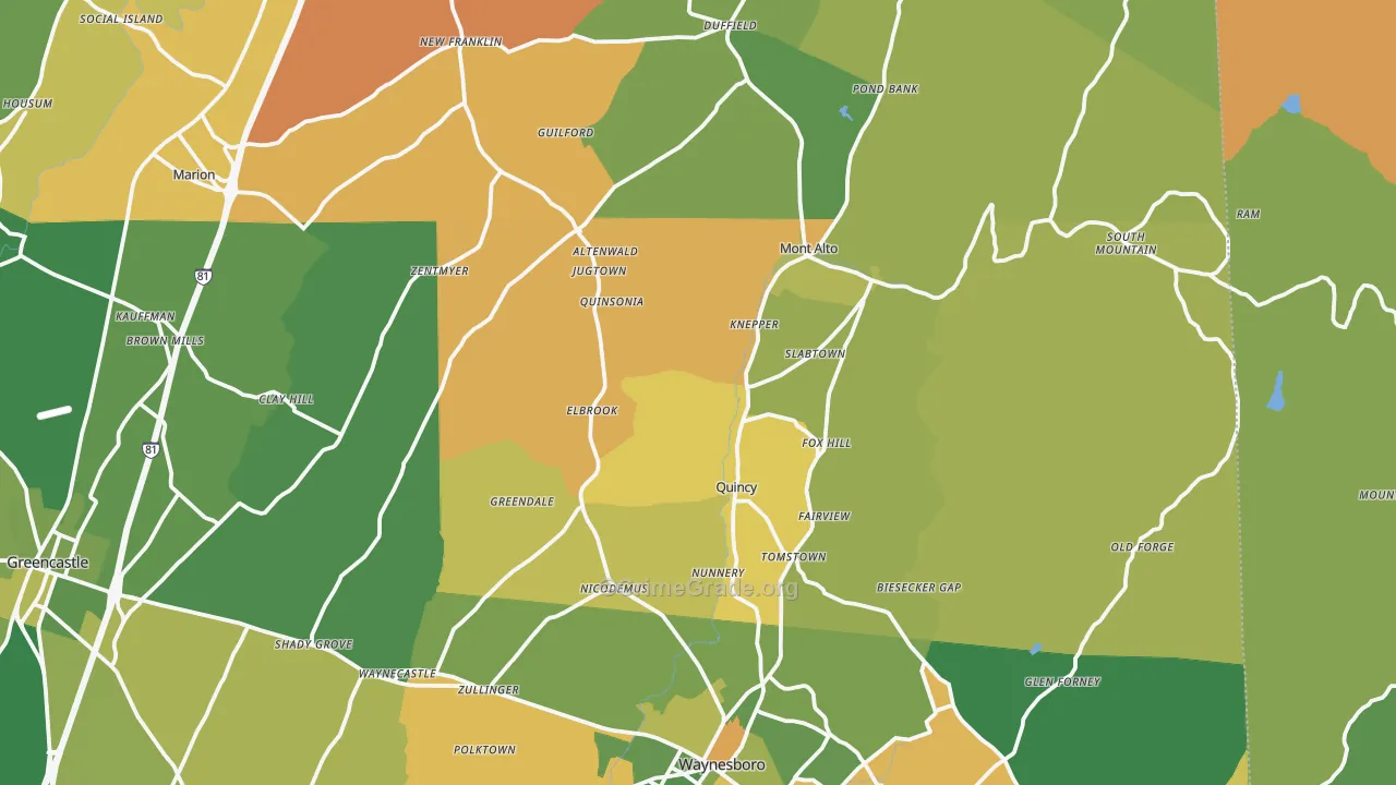 Blue Ridge Summit, PA Map of Theft Rates