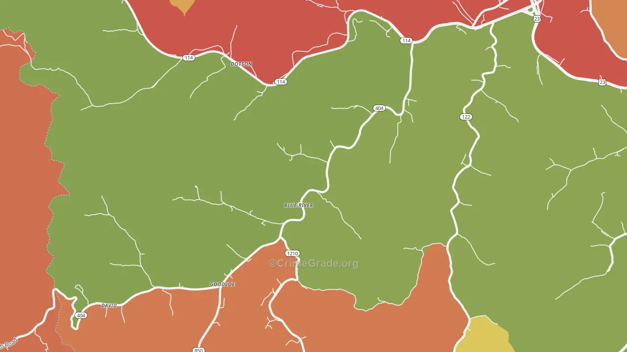 Blue River, KY Map of Theft Rates