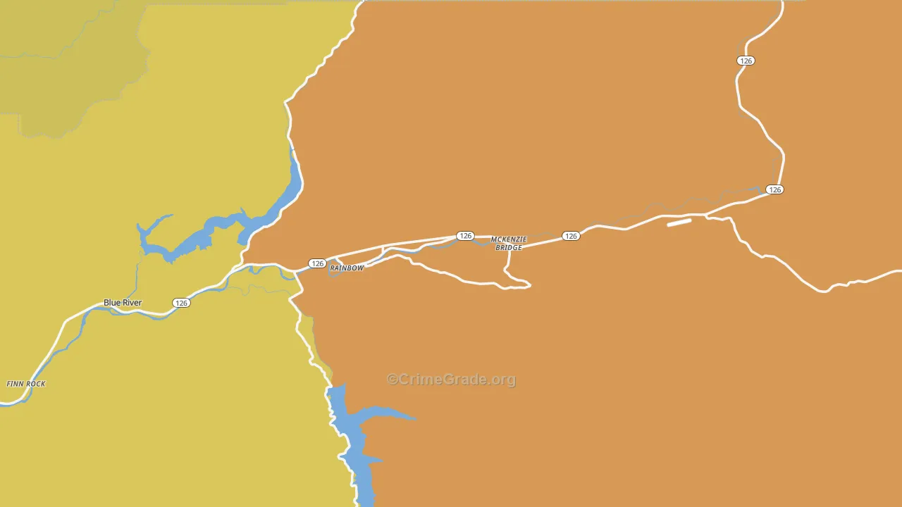 Blue River, OR Map of Theft Rates