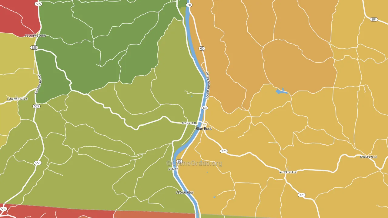 Blue Rock, OH Map of Theft Rates