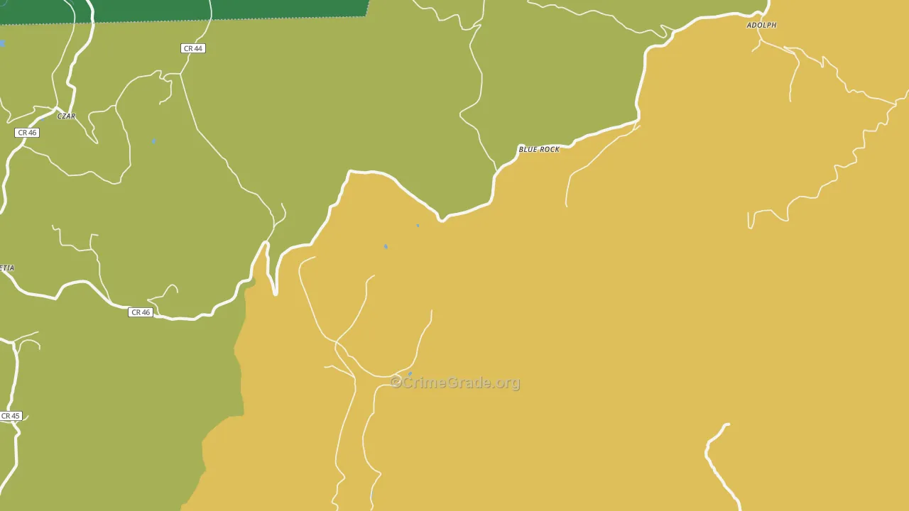 Blue Rock, WV Map of Theft Rates
