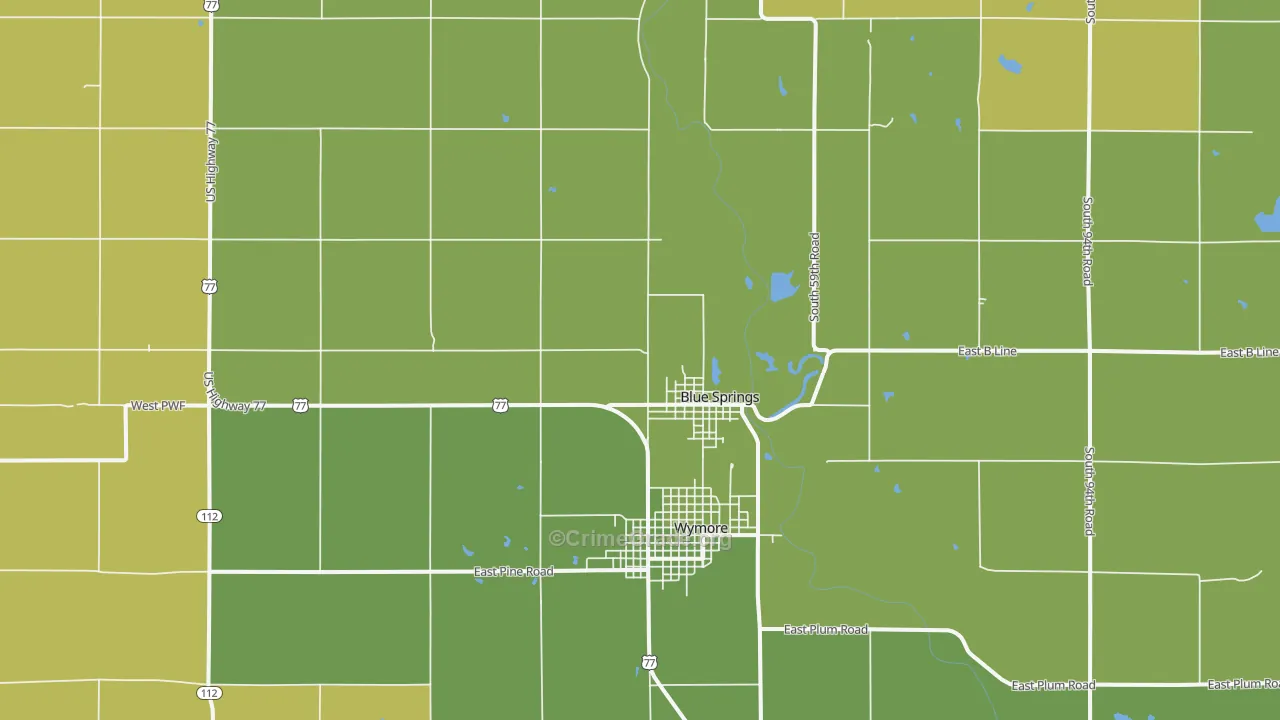 Blue Springs, NE Map of Theft Rates