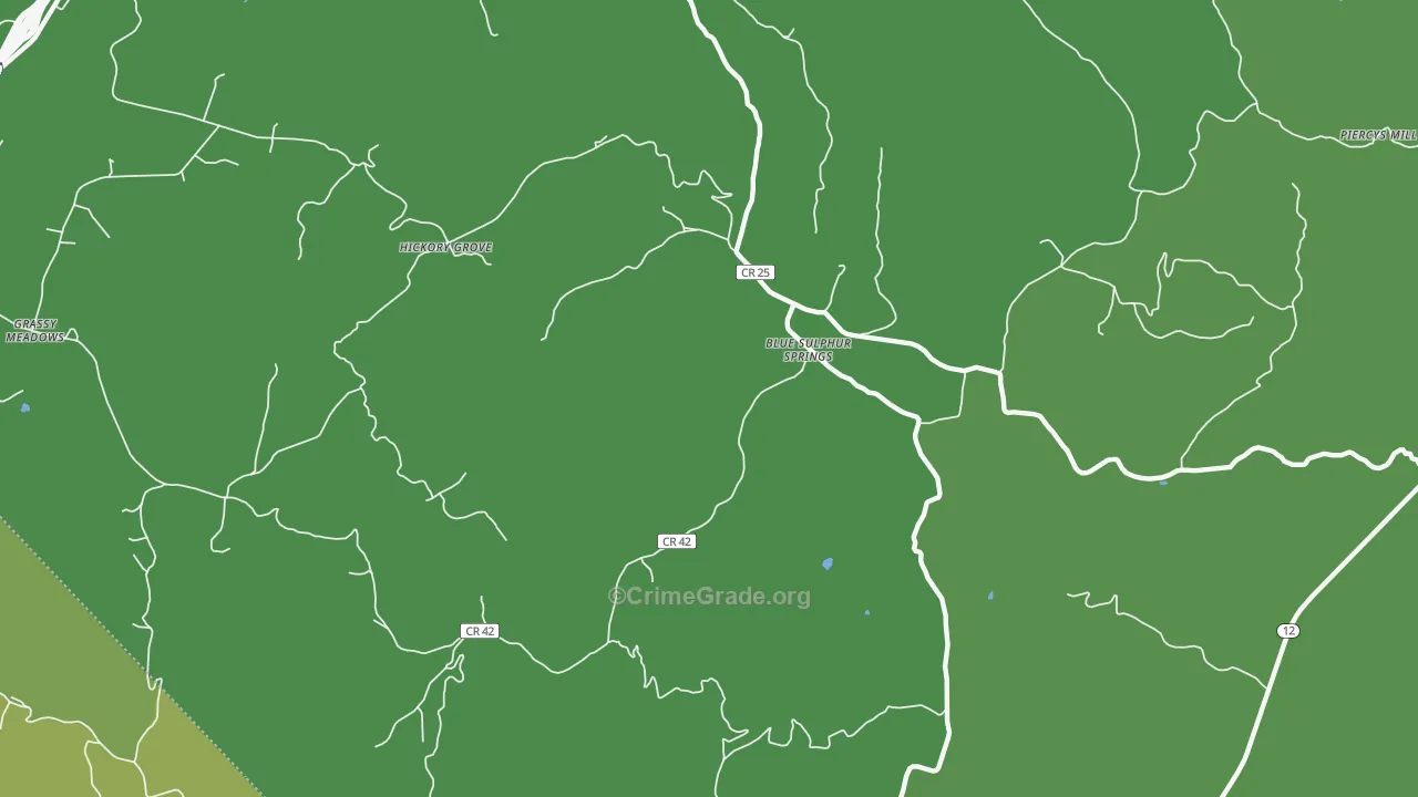 Blue Sulphur Springs, WV Map of Theft Rates