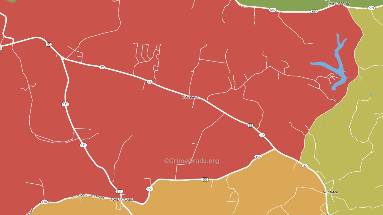 Bluebank, KY Map of Theft Rates