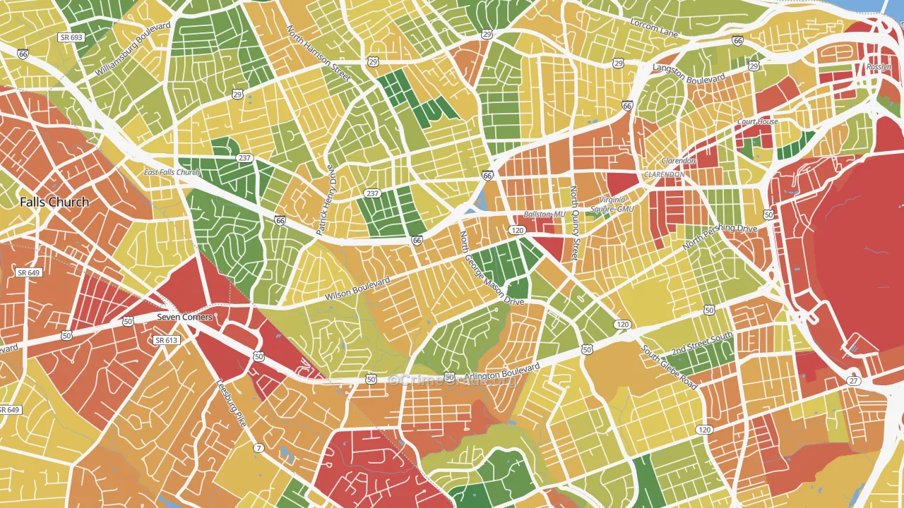 Bluemont, Arlington, VA Map of Theft Rates