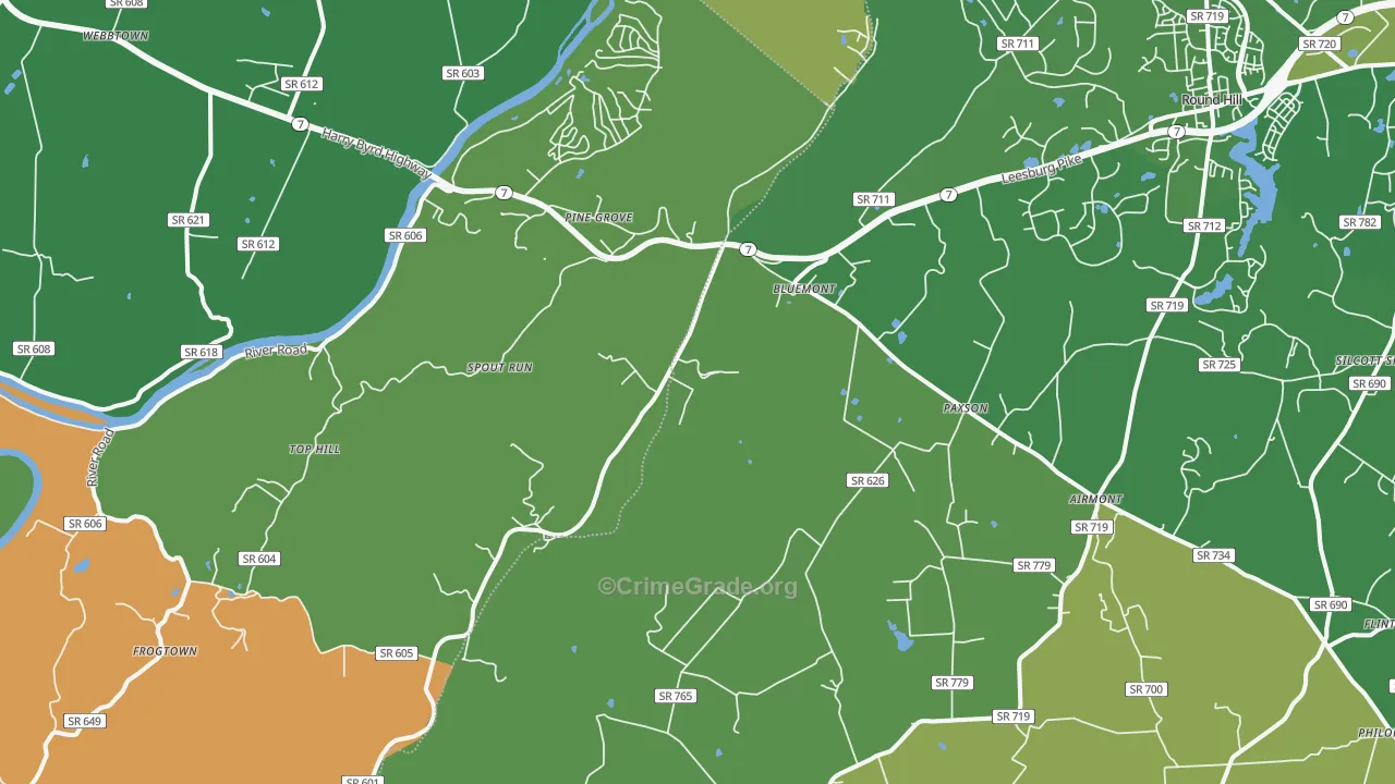 Bluemont, VA Map of Theft Rates