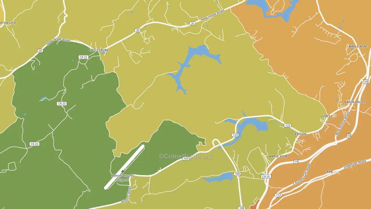 Bluestone, WV Map of Theft Rates