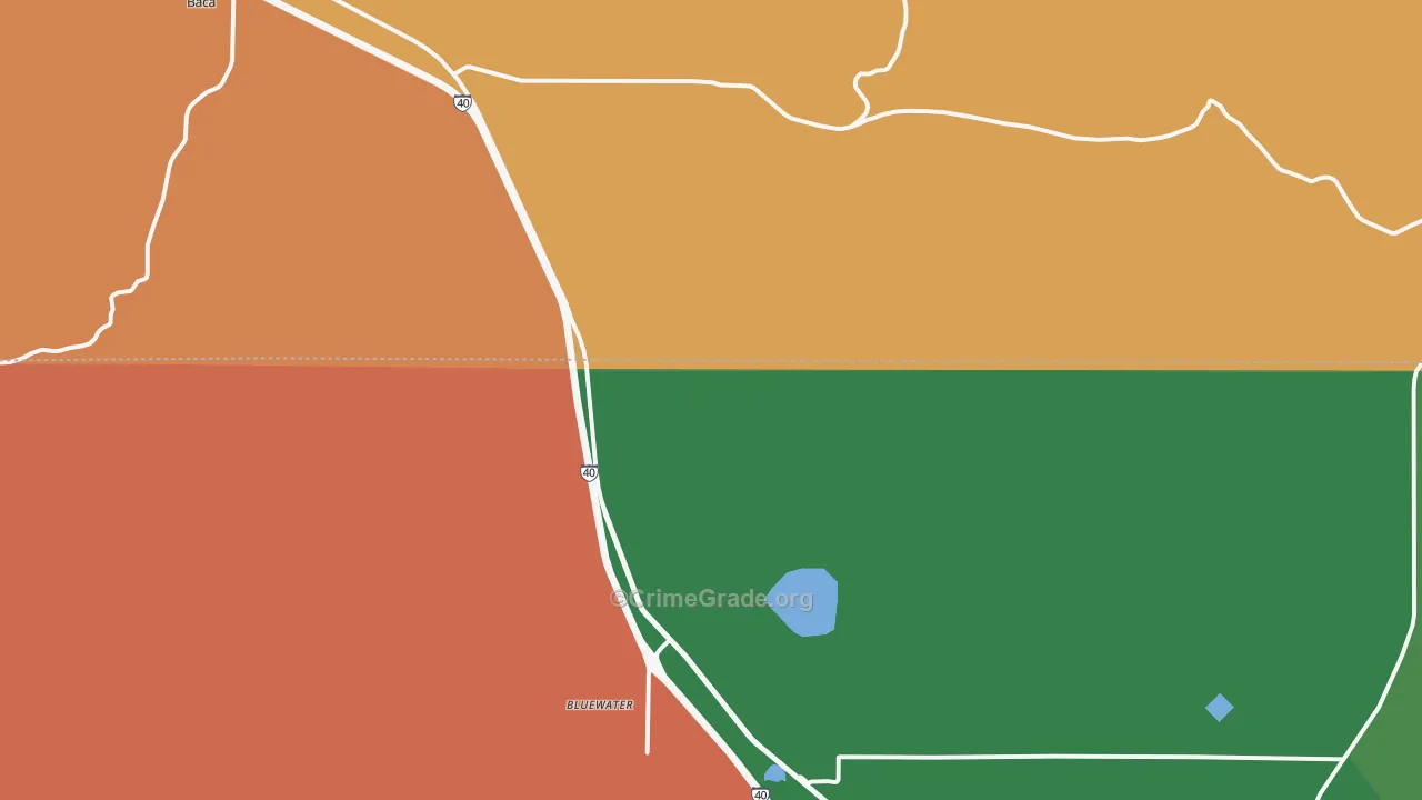 Bluewater, NM Map of Theft Rates