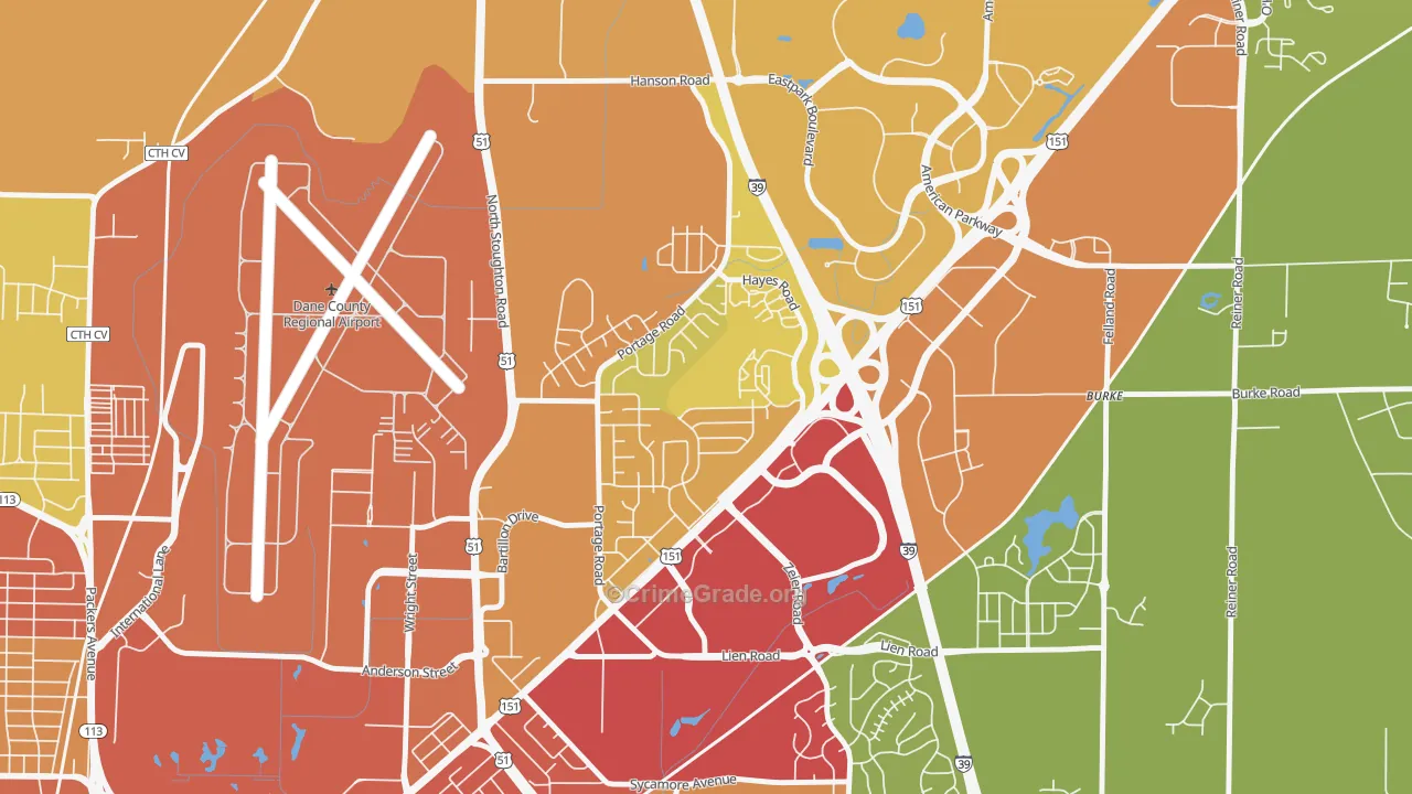 Bluff Acres, Madison, WI Map of Theft Rates