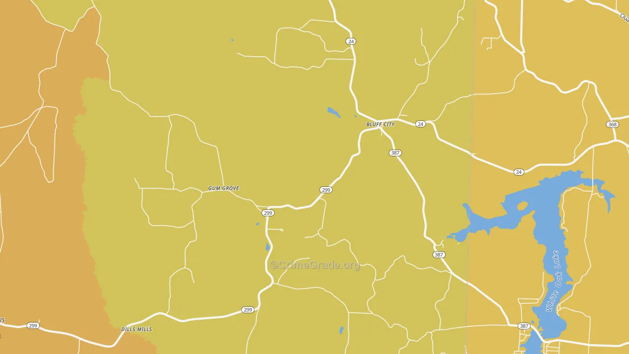 Bluff City, AR Map of Theft Rates